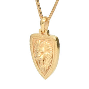 Fierce Lion Face Triangle Pendant – Bold & Unique