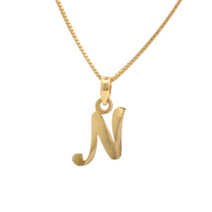 Gold “N” Cursive Pendant – Stylish & Personal