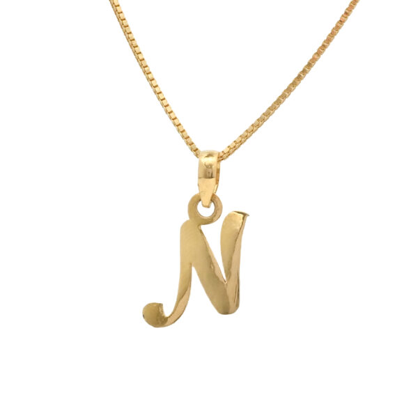 Gold “N” Cursive Pendant – Stylish & Personal