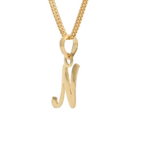 Gold “N” Cursive Pendant – Stylish & Personal