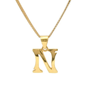 Simple 22KT Gold “N” Alphabet Pendant – Elegant & Classic