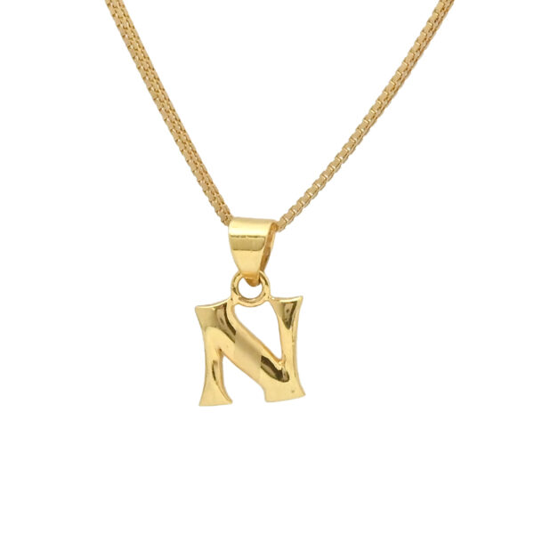 Stylish 22KT Gold “N” Alphabet Pendant – Elegant & Personal