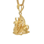 Gold Pendant with Cow & Peacock Feather – Divine & Elegant