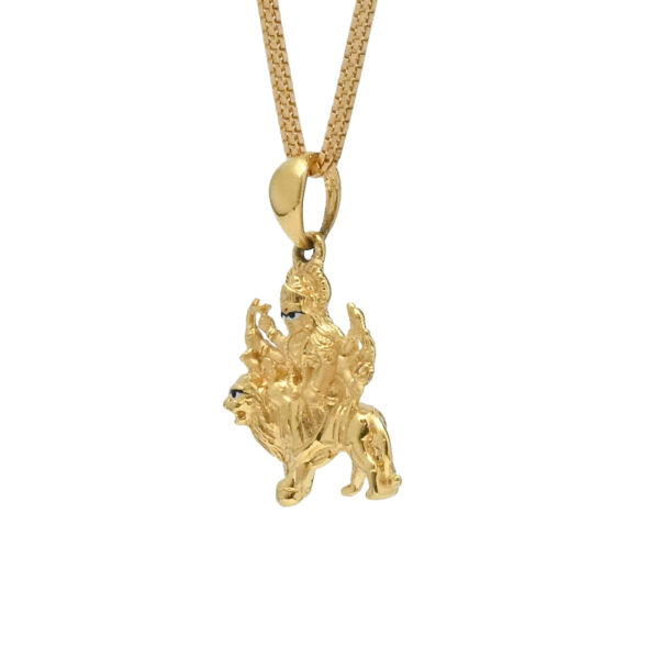 Gold Durga Maa & Lion Pendant – Divine Strength & Grace