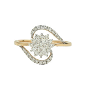 Elegant Floral Diamond Swirl Ring – Modern Vintage Glamour