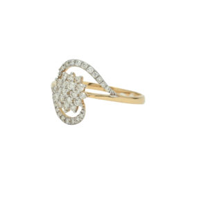 Elegant Floral Diamond Swirl Ring – Modern Vintage Glamour