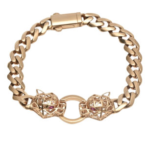Fierce Panther Head Gold Bracelet – Bold & Iconic
