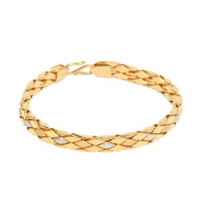 Dual-Tone Diamond-Cut Gold Bracelet – Sleek & Stylis