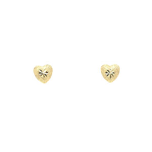 Elegant Textured Gold Heart Stud Earrings