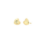 Elegant Textured Gold Heart Stud Earrings