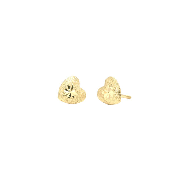 Elegant Textured Gold Heart Stud Earrings