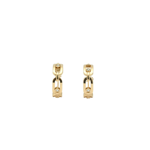 Luxe Link Gold Hoop Earrings with Sparkling Accents
