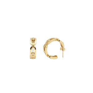 Luxe Link Gold Hoop Earrings with Sparkling Accents