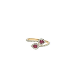 Ruby Teardrop Diamond Ring in Gold