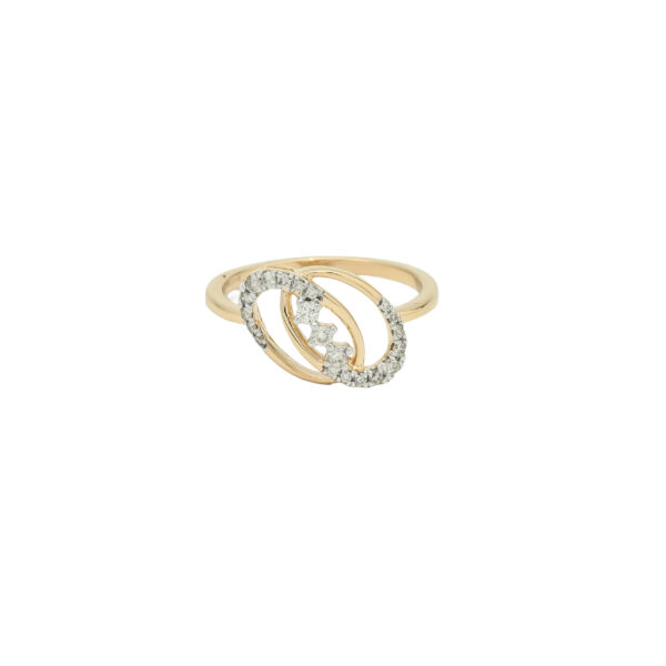 Elegant Gold Diamond Ring with Interlocking Oval Design