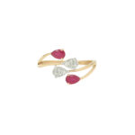 Ruby & Diamond Teardrop Ring – Chic Dual-Tone Glam