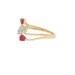 Ruby & Diamond Teardrop Ring – Chic Dual-Tone Glam