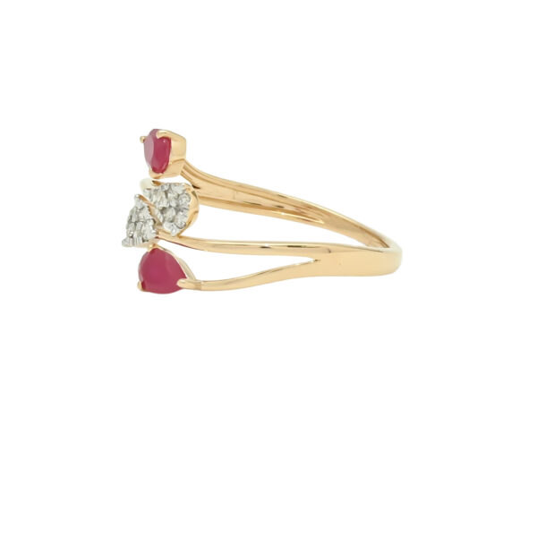 Ruby & Diamond Teardrop Ring – Chic Dual-Tone Glam