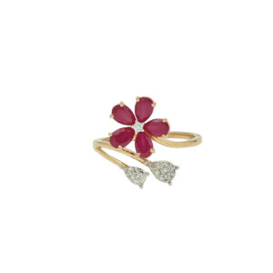 Ruby Blossom Ring – A Floral Fusion of Grace and Glam