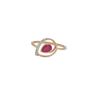 Rose Gold Ruby Halo Ring