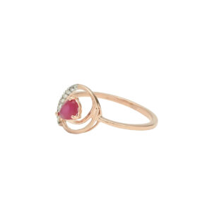 Rose Gold Ruby Halo Ring