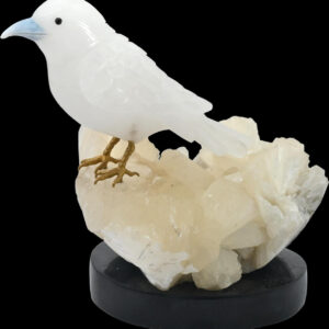 White Quartz Bird on Natural Crystal Cluster