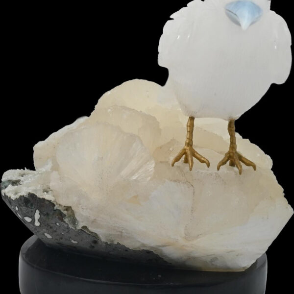 White Quartz Bird on Natural Crystal Cluster