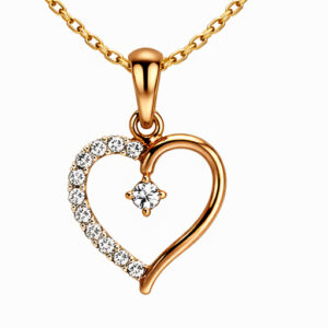 Modern Diamond Heart Gold Pendant