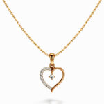 Modern Diamond Heart Gold Pendant