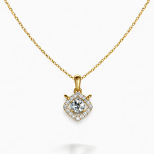 A modern square-shaped diamond pendant