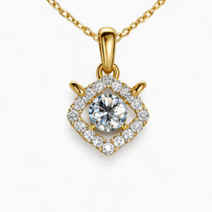 A modern square-shaped diamond pendant