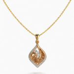 An elegant leaf-shaped diamond pendant crafted in rose gold