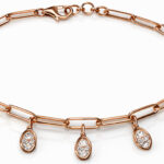 14KT Rose Gold Sleek Charm Bracelet with Diamond Centre