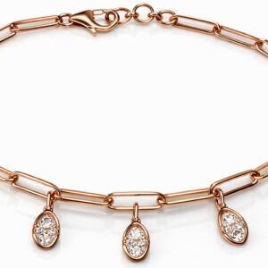 14KT Rose Gold Sleek Charm Bracelet with Diamond Centre