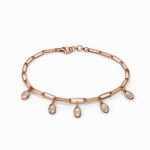 14KT Rose Gold Sleek Charm Bracelet with Diamond Centre