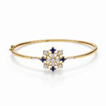 14KT Sleek Bracelet with Enameled Centre & Diamond Accent