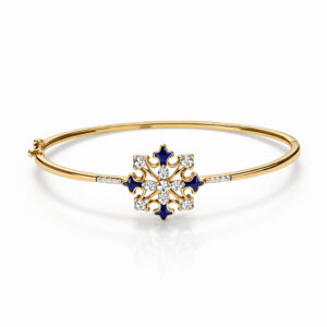 14KT Sleek Bracelet with Enameled Centre & Diamond Accent