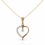 Modern Diamond Heart Gold Pendant