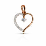 Modern Diamond Heart Gold Pendant