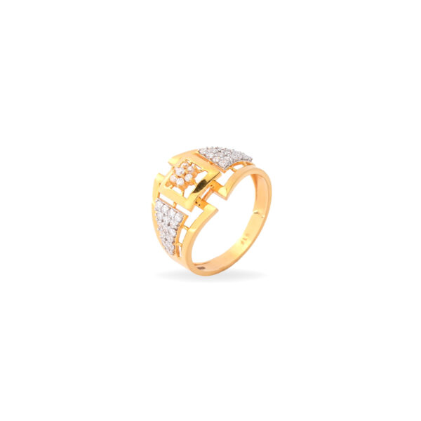22KT Intricately Studded Gold Ring for Daily Wear