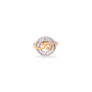 22KT Yellow Gold Twirl Shaped Dazzling Finger-Ring