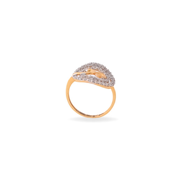 22KT Yellow Gold Twirl Shaped Dazzling Finger-Ring