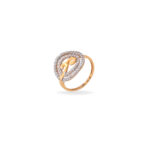 22KT Yellow Gold Twirl Shaped Dazzling Finger-Ring