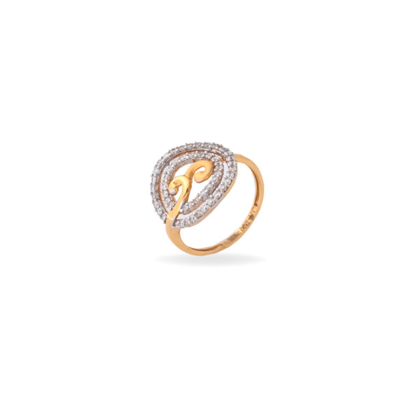 22KT Yellow Gold Twirl Shaped Dazzling Finger-Ring