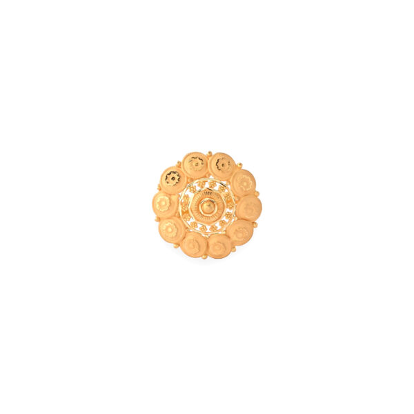 22KT Gold Circular Floral Medallion Ring for Women