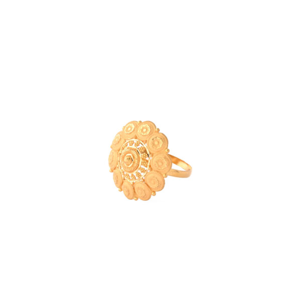 22KT Gold Circular Floral Medallion Ring for Women