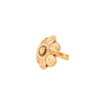 22KT Gold Floral Ring with Red Enamel