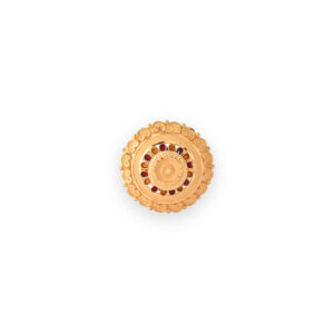 22KT Gold Mandala Floral Ring with Red Enamel