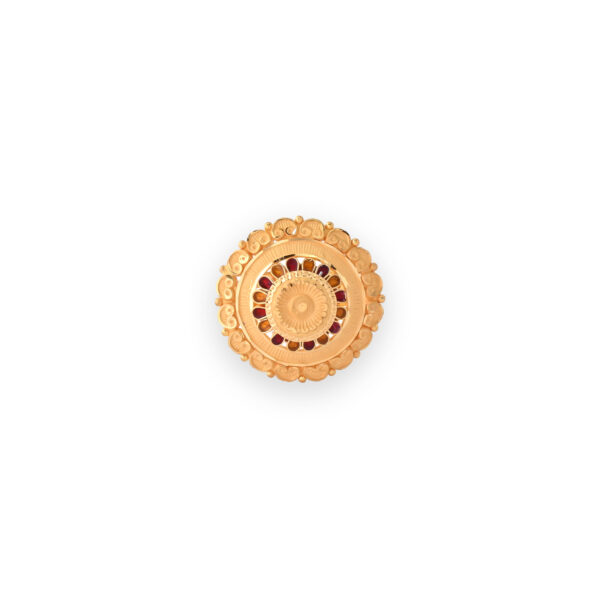 22KT Gold Mandala Floral Ring with Red Enamel