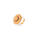 22KT Gold Mandala Floral Ring with Red Enamel